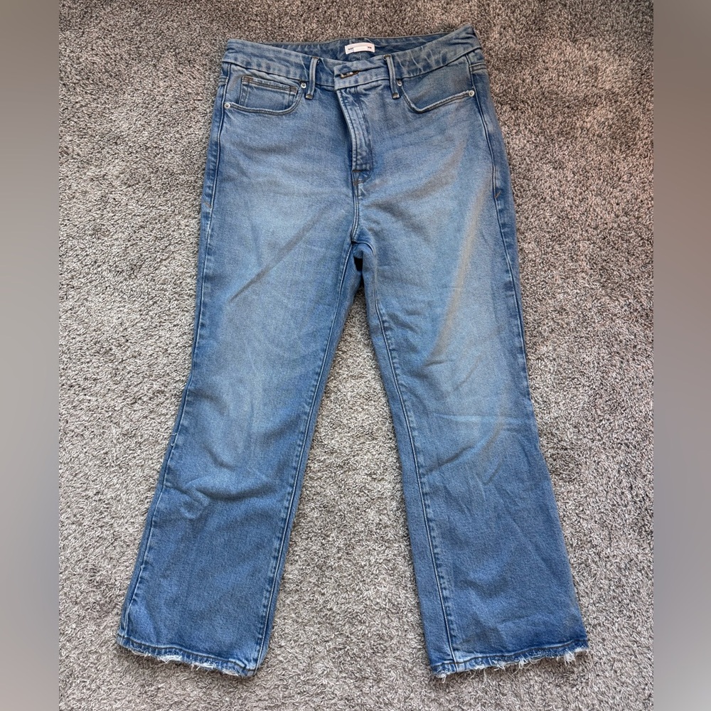 Good American Light Blue Kick Flare Jeans